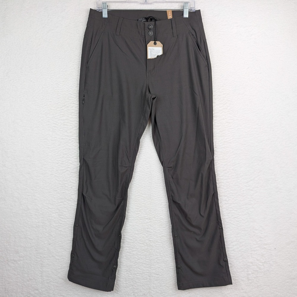 Prana Alana Pants Straight Leg Roll Up Womens Sz 12 Dark Iron Gray Hiking Trail